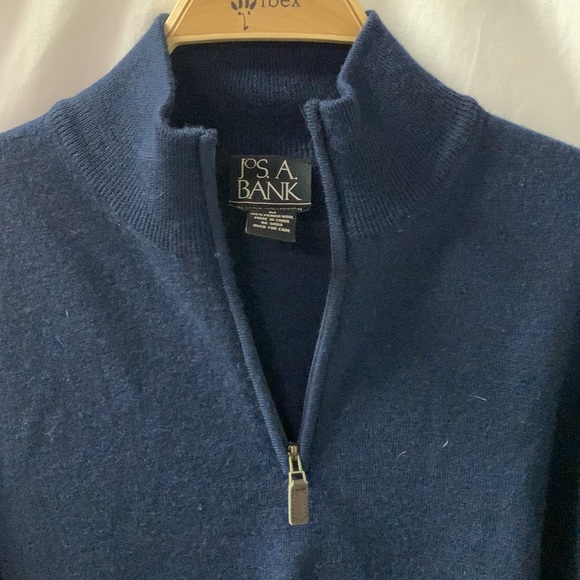 Jos A Bank 100% wool navy quarter zip - Picture 2 of 4